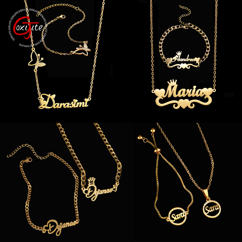 Men Accessories Name - Goxijite personnaliser nom collier un ensemble