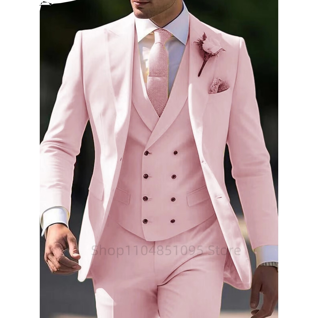 Men Accessories Elegant - Costume 3 pièces rose élégant pour