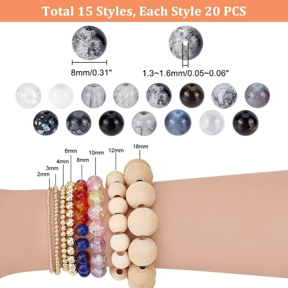 300 pièces 8mm perles de verre - Bead Bracelet Men avis et prix